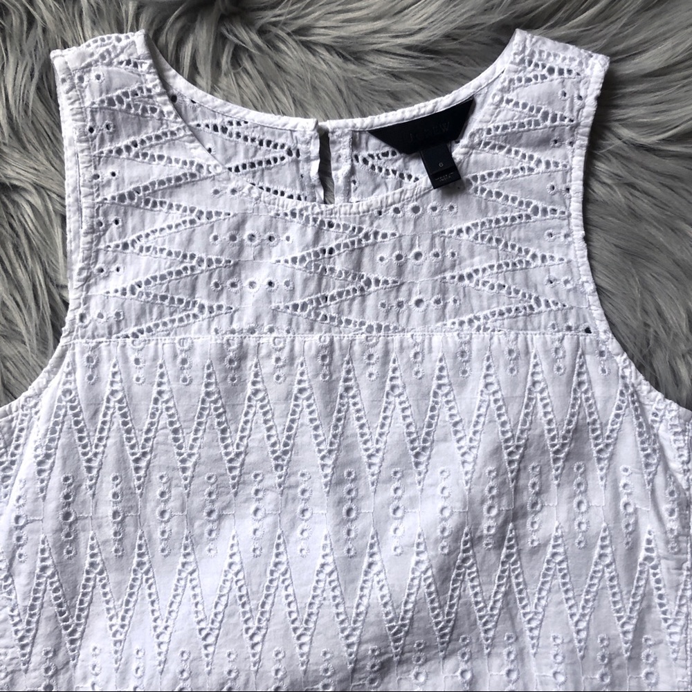J. Crew Chevron Eyelet Cotton Tank w/ Keyhole Back - Picture 5 of 7